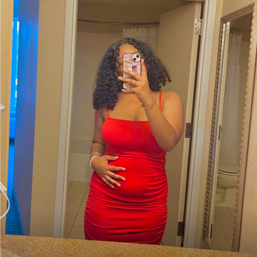 red body-con dress